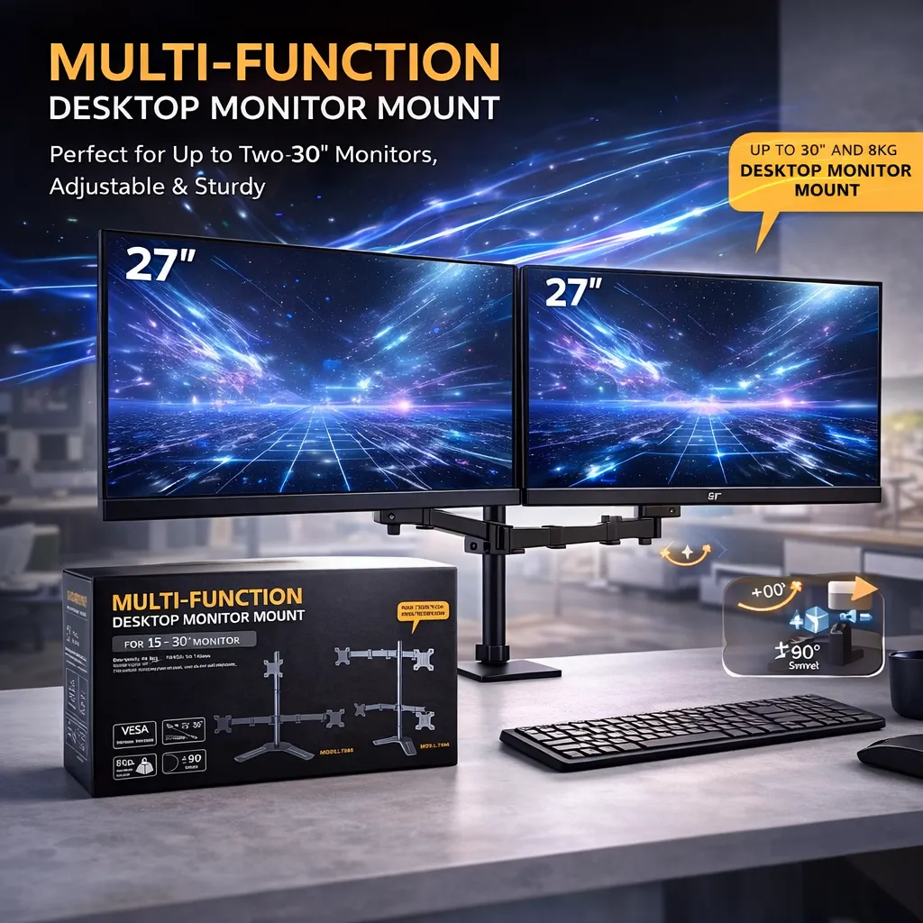 Futuristic dual monitor setup with mount.webp