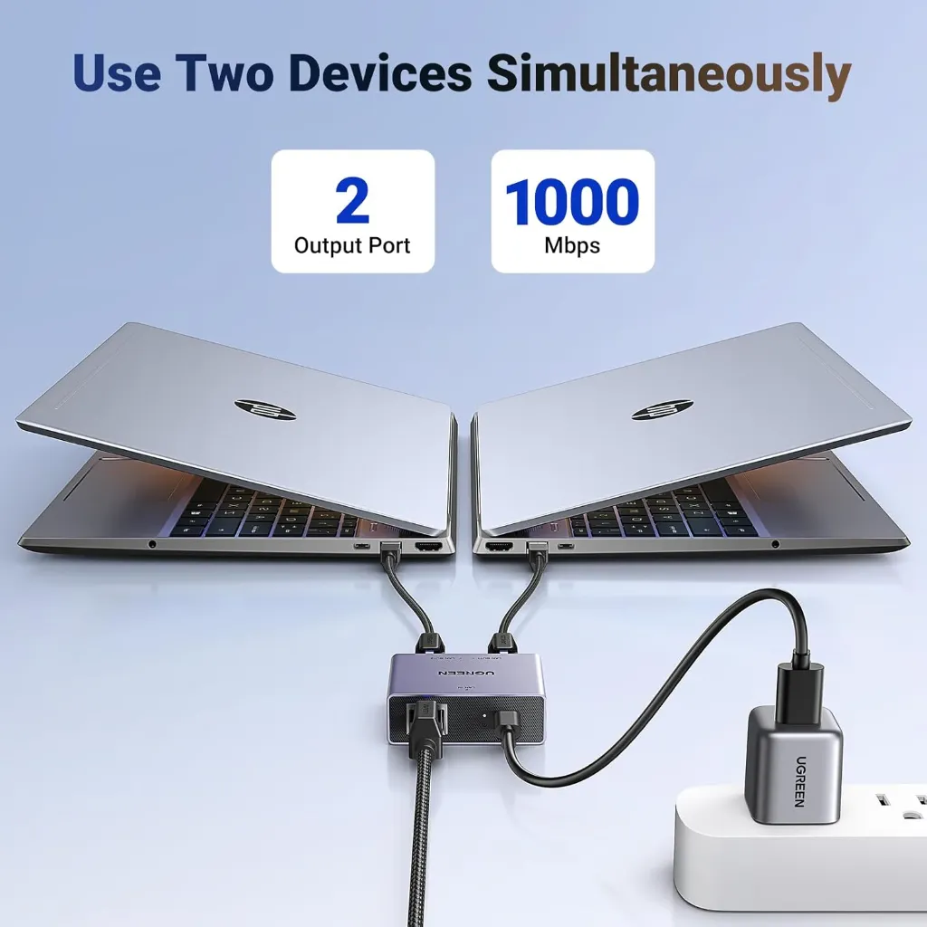 UGREEN 1 in 2 Out Ethernet Splitter Aluminum_1.webp