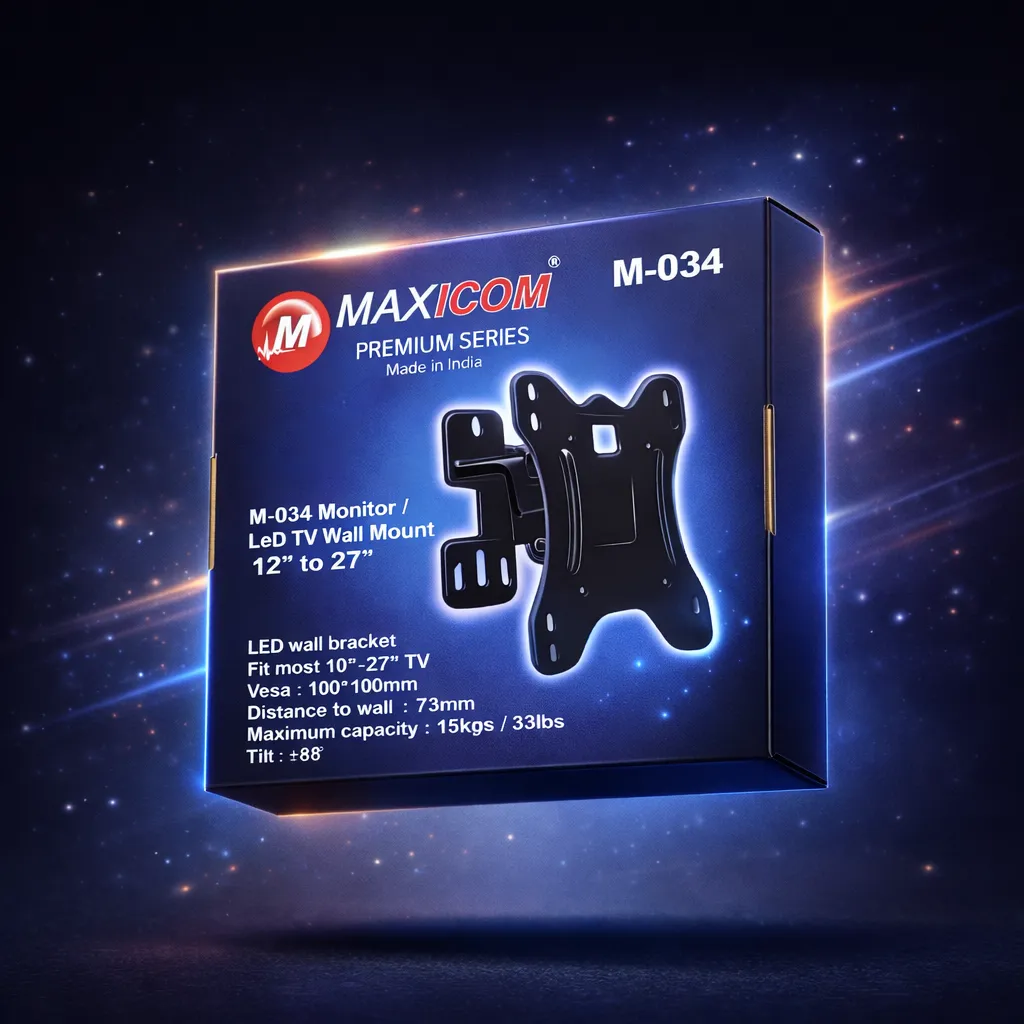 Futuristic MAXICOM TV wall mount display.webp