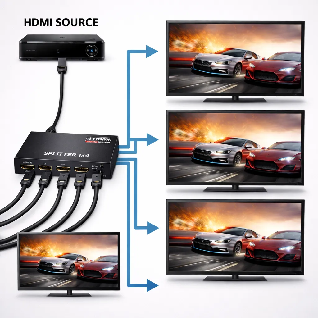 HDMI splitter with multi-display setup.webp