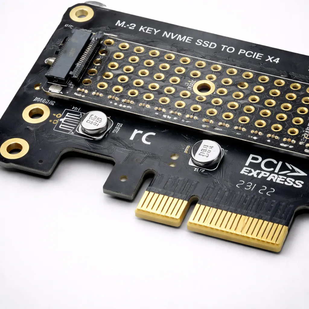 M.2 SSD to PCIe adapter close-up.webp