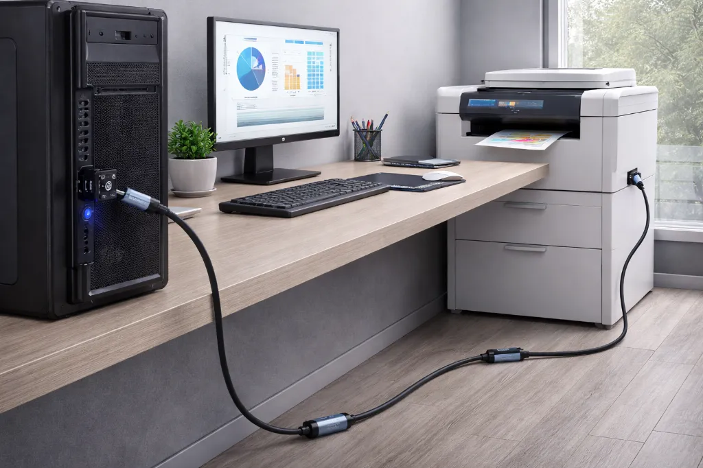 Modern office workspace with tech setup.webp