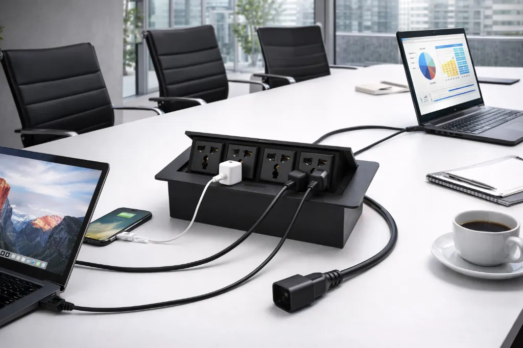 Modern conference room with power sockets.webp