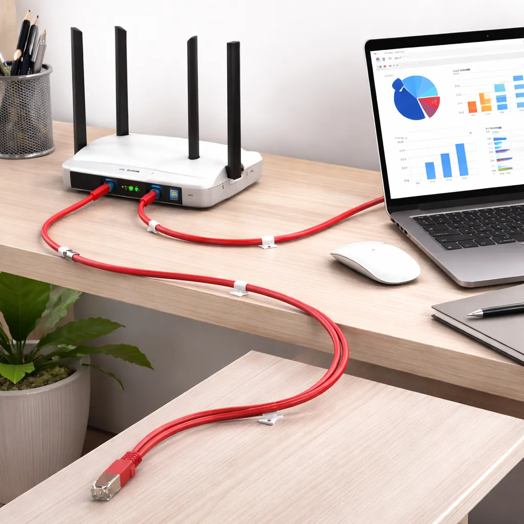 Modern workspace with Ethernet setup.webp
