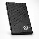 Matte black HDD enclosure with USB port.webp