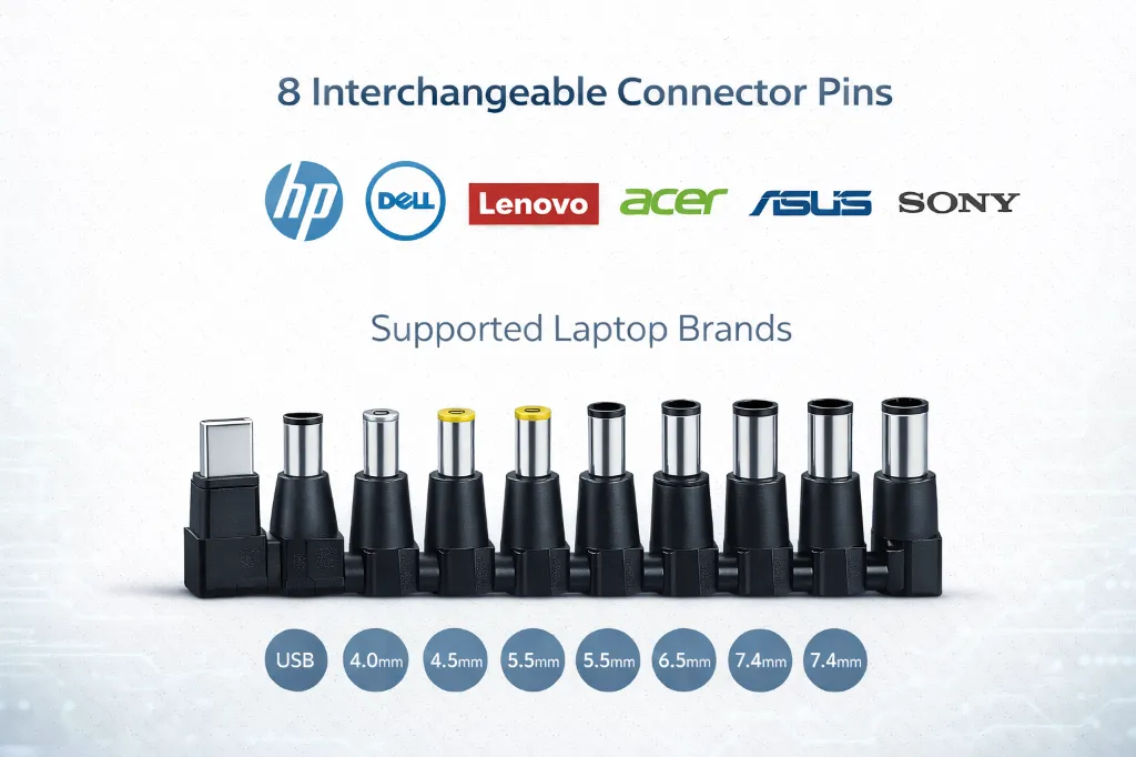 8 interchangeable connector pins for laptops.webp