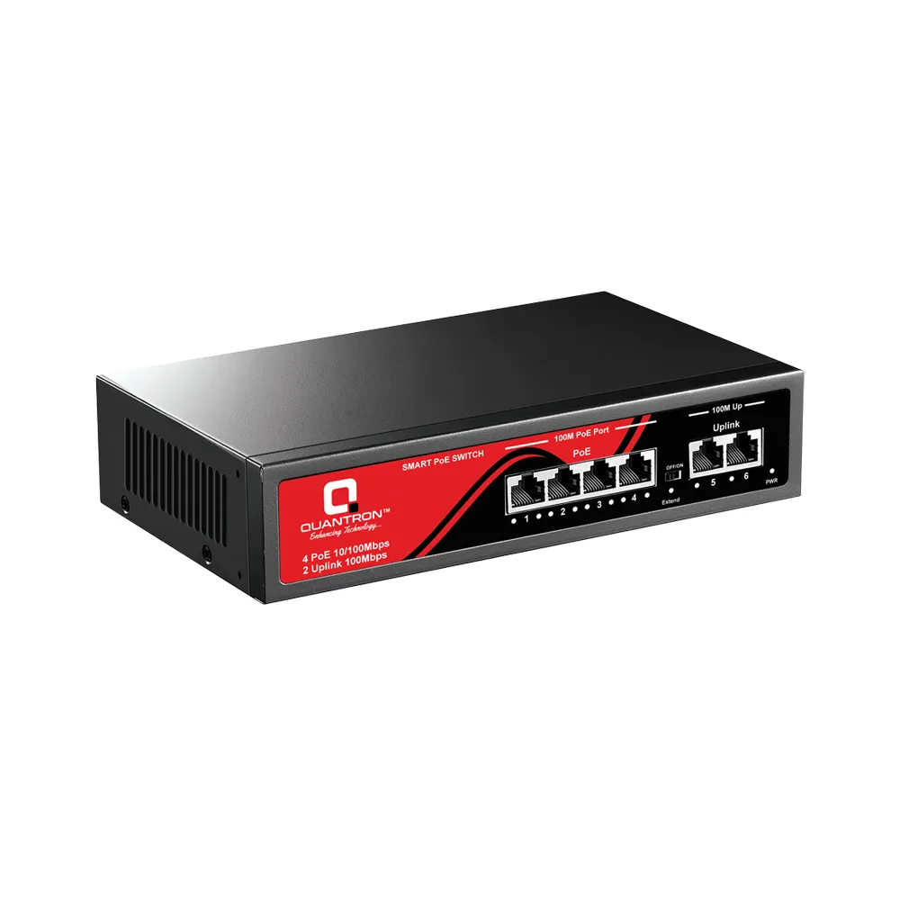 QUANTRON 6 Port Fast Ethernet 10/100Mbps Desktop POE Switch - QPOE-04