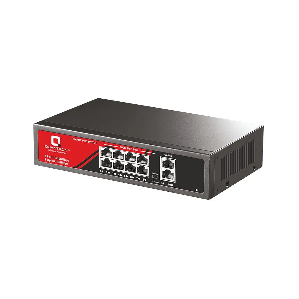 QUANTRON 10 Port Fast Ethernet 10/100Mbps Desktop POE Switch - QPOE-08
