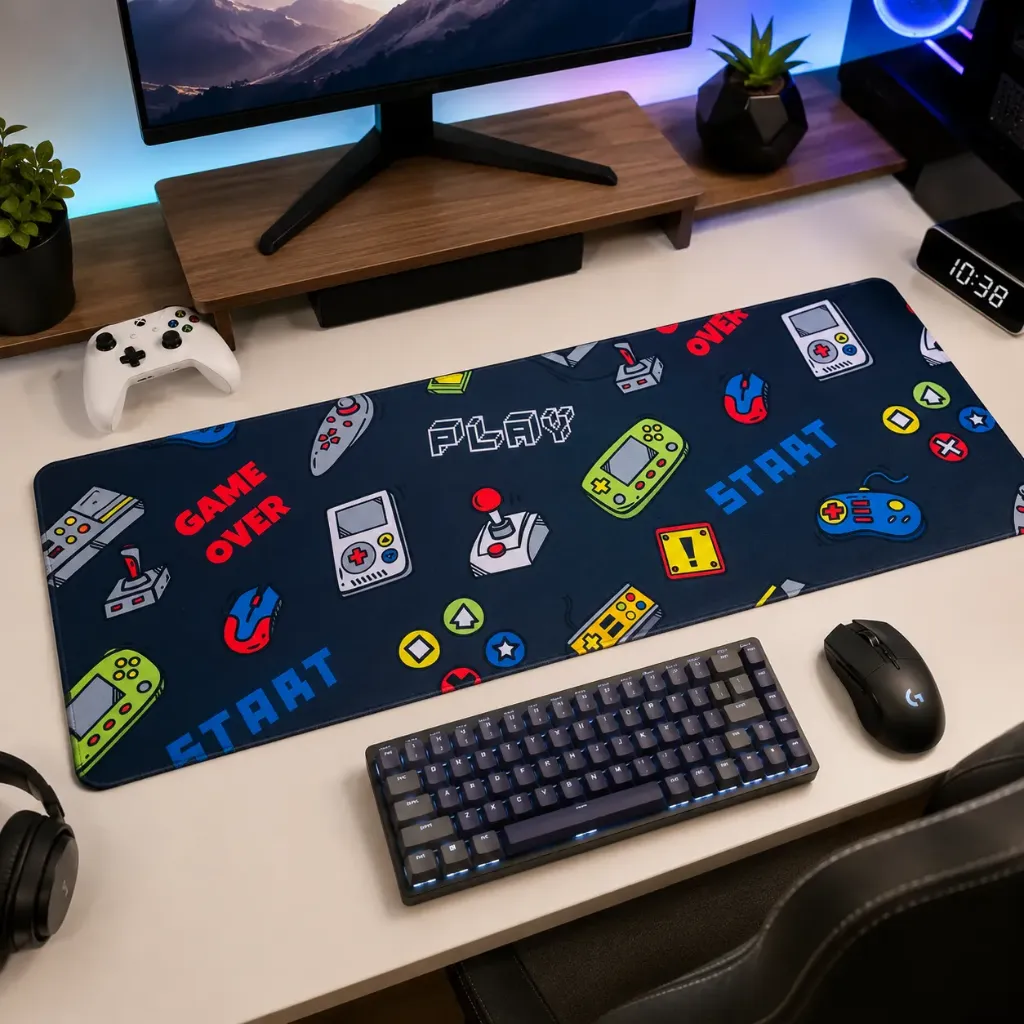 MCW Extended Gaming Mouse Pad with Game Controller Printed Design