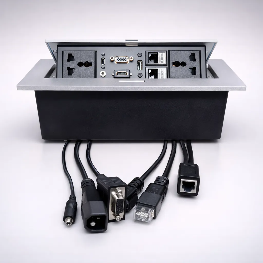 Pop-Up Desk Socket Box – Conference Table Power & Data Hub