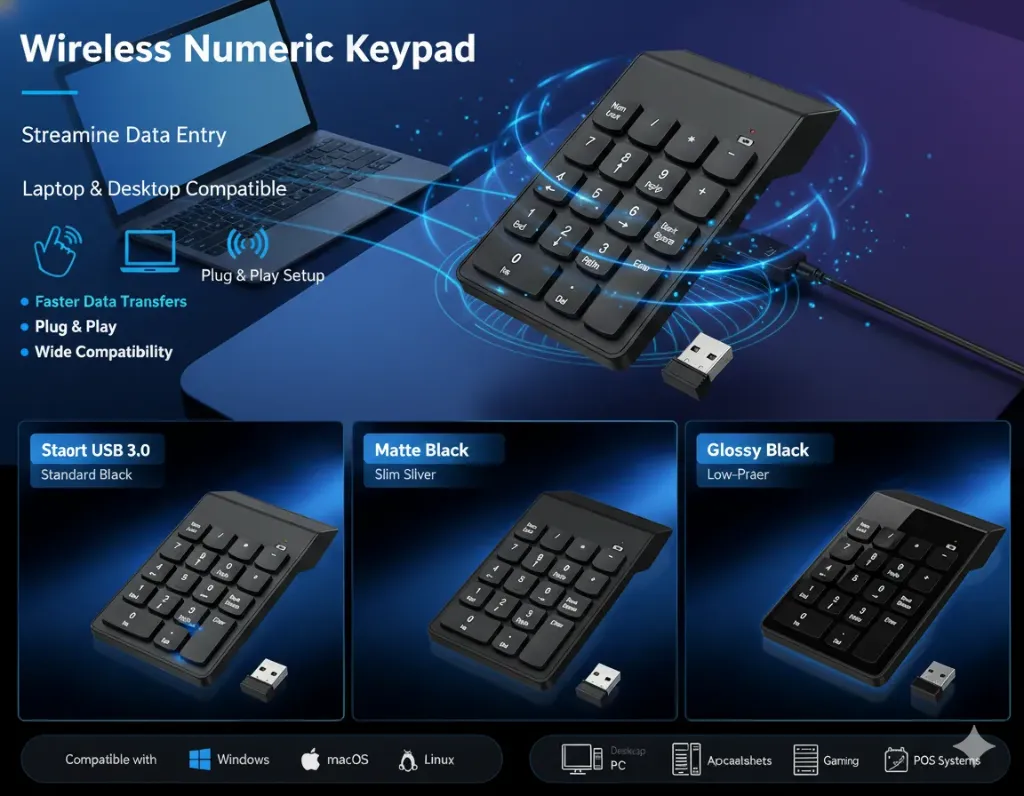 Mini Numeric Keypad – Slim & Wireless (2.4GHz)