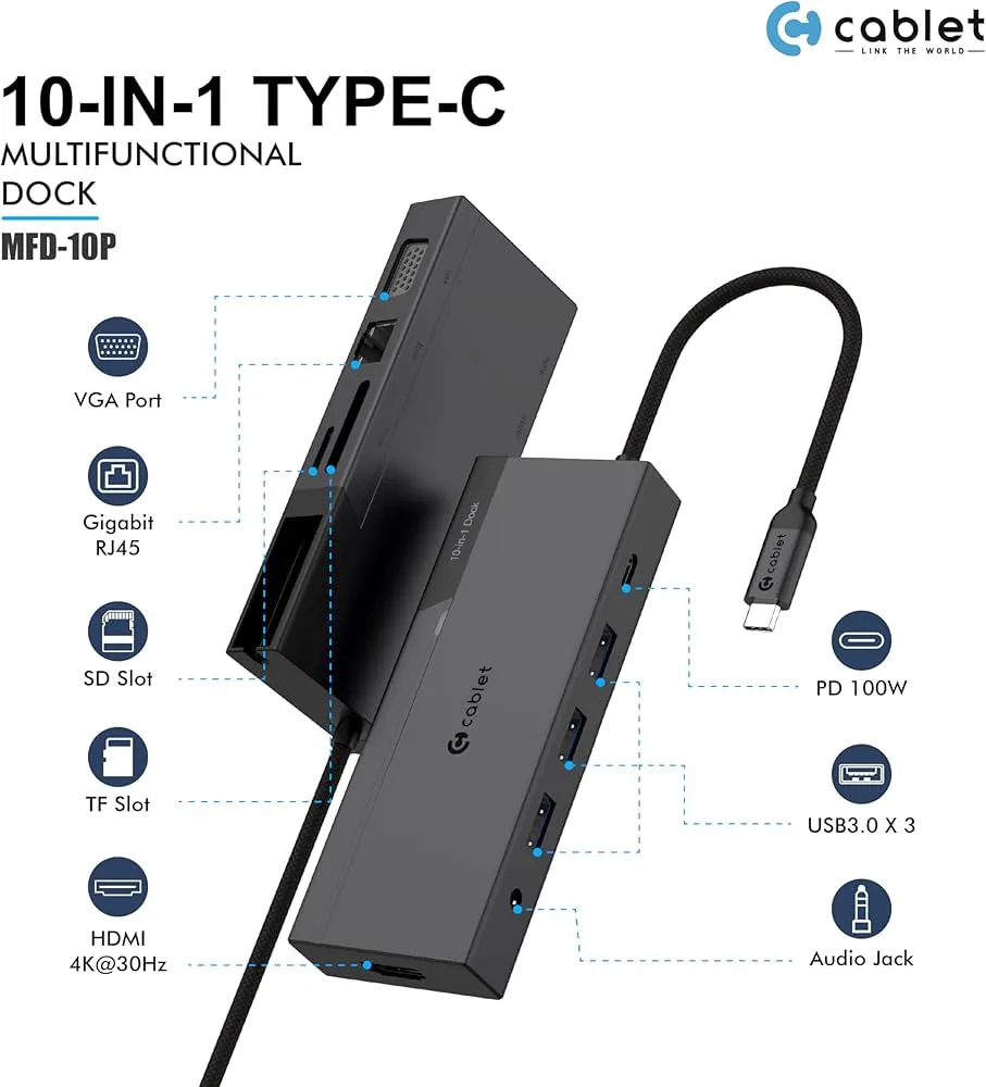 CABLET MFD-1OP TYPE C TO 10 IN 1 DOCKING
