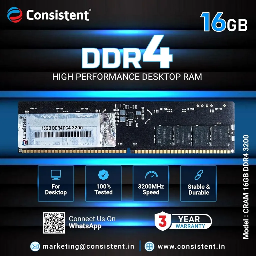 CONSISTENT 16GB DDR4 3200MHA DESKTOP RAM