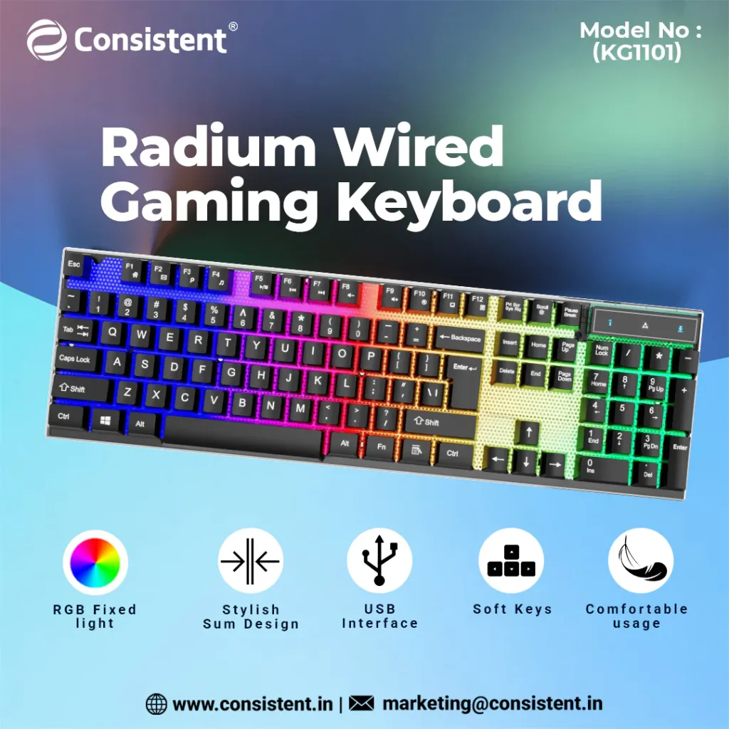 CONSISTENT RADIUM WIRED GAMING KBD KG1101