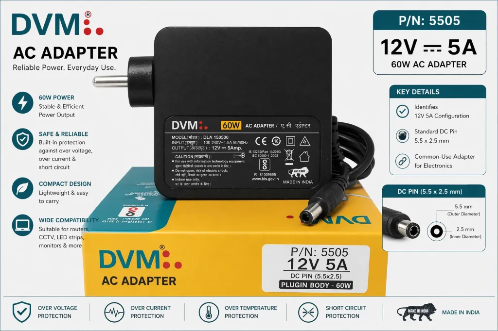 DVM 12W 5A PLUGIN ADAPTER 5505