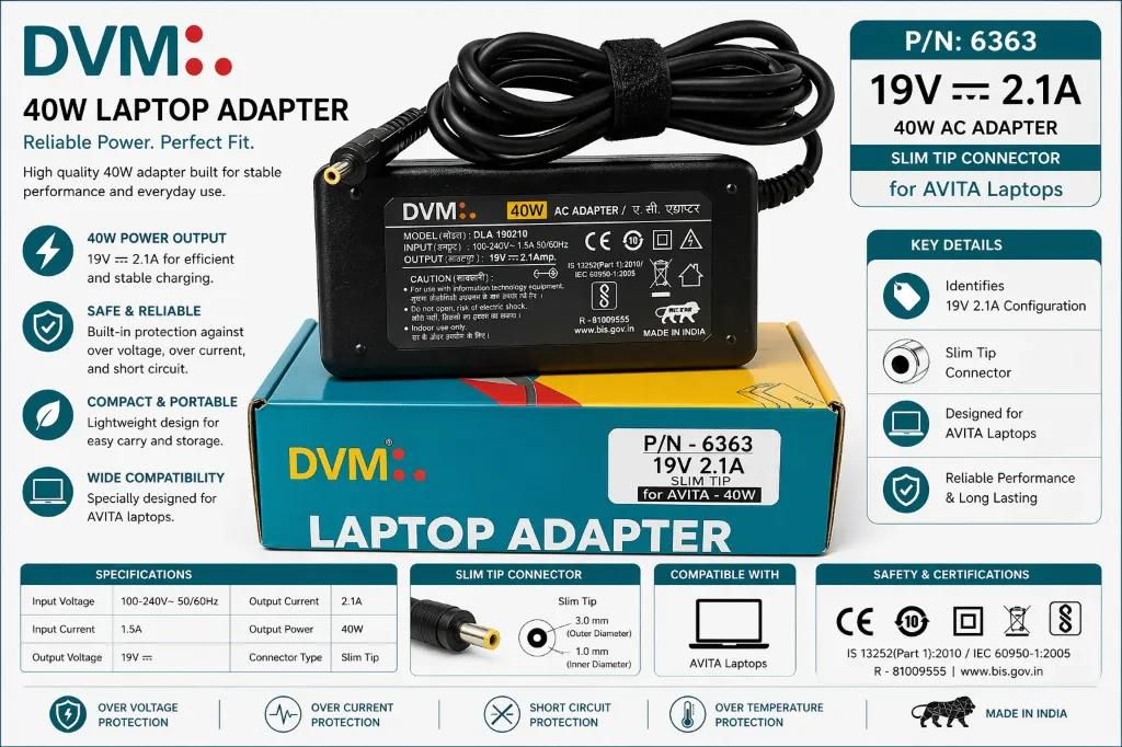DVM 19V 2.1A  SLIM TIP FOR AVITA 6363