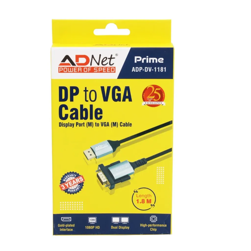 ADNET DP TO VGA 4K 1.8 MTR