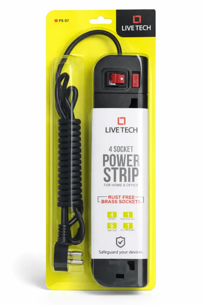 Live Tech PS07 Power Strip (4 Socket)